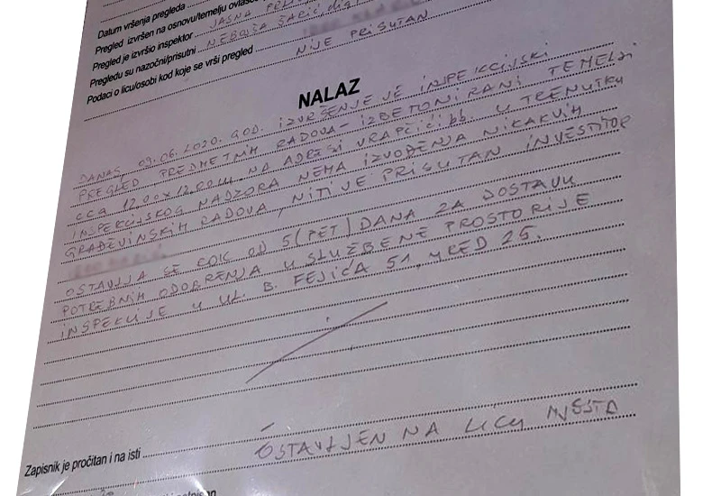 Uborak: Inspektori traže dokumentaciju o gradnji kuća