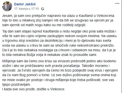 Meni je to djelovalo kao sveta voda na ulasku u crkvu te sam se smočivši ruke nekontrolirano prekrižio