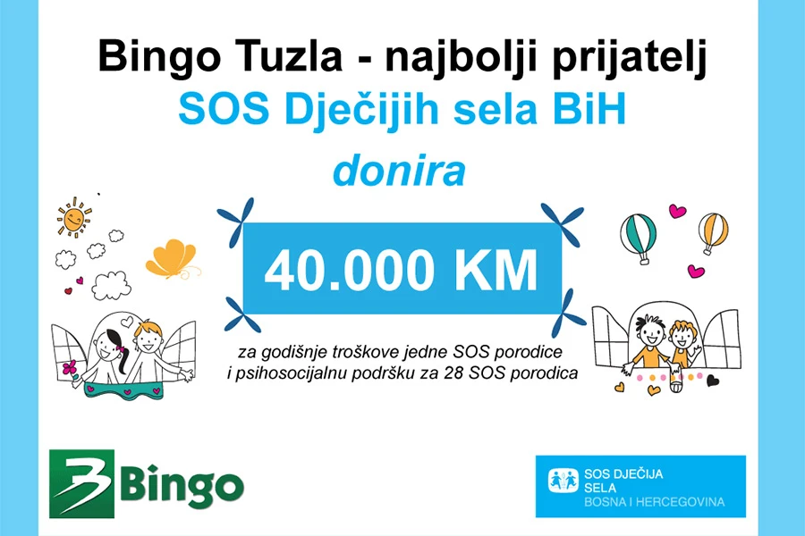 Kompanija Bingo Tuzla sedmu godinu podržava SOS Dječija sela BiH