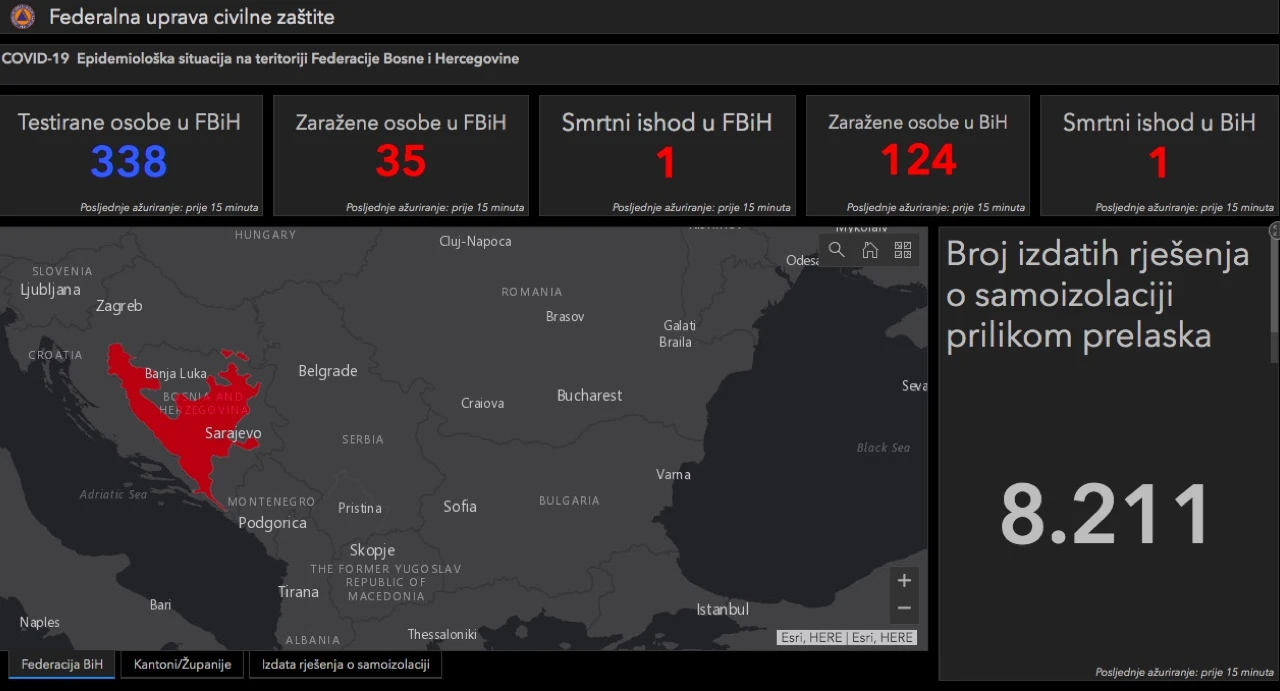 Nova aplikacija COVID - 19: Pratite kakvo je stanje u Federaciji BiH