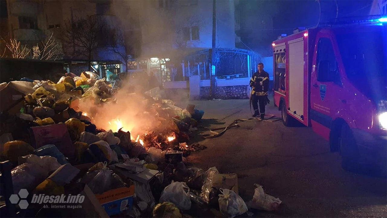 Mostarsko smeće u plamenu: Vatrogasci reagirali sedam puta
