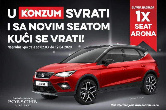 Konzum će najsretnijeg kupca nagraditi automobilom Seat Arona