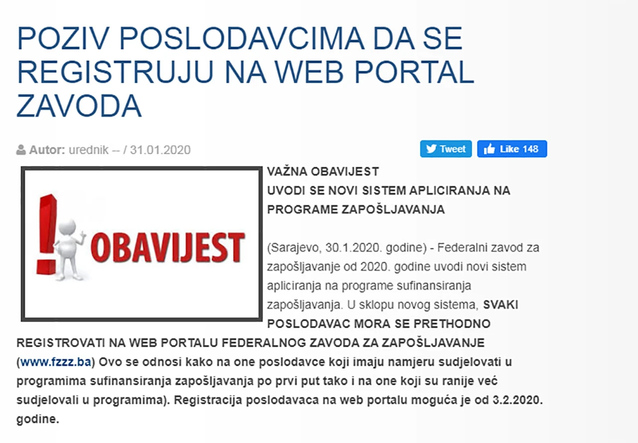 Novi sustav apliciranja na programe sufinanciranja zapošljavanja