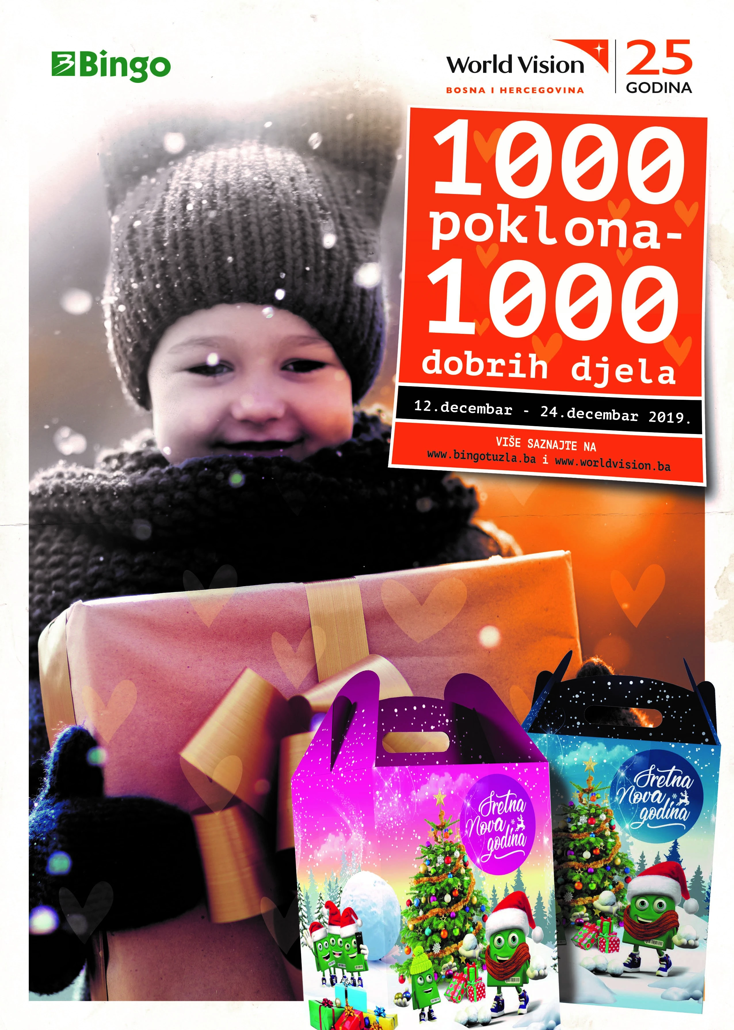 World Vision BiH i najveći trgovački lanac Bingo poklonili 1000 paketića djeci širom BiH