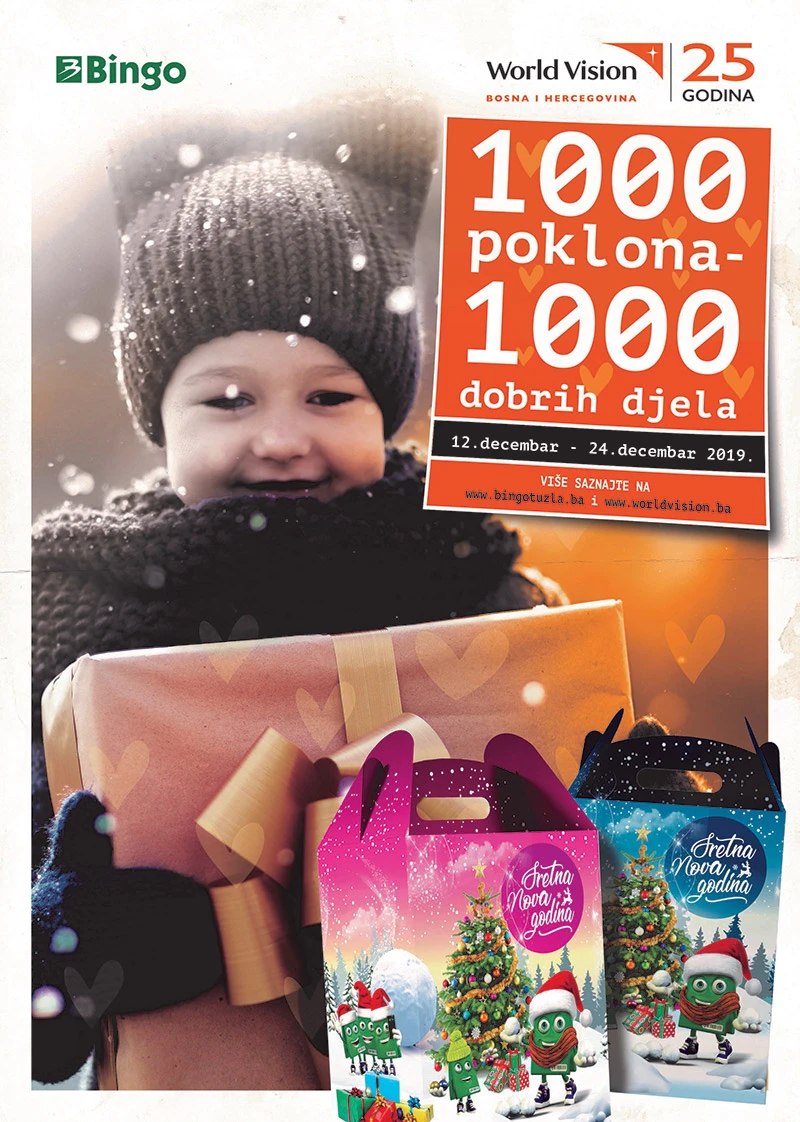 World Vision BiH i Bingo podijelit će 1000 paketića djeci 