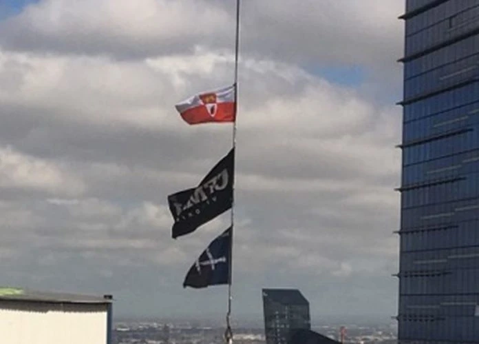 Zastava općine Tomislavgrad na jednoj od od najvećih zgrada u Melbourneu