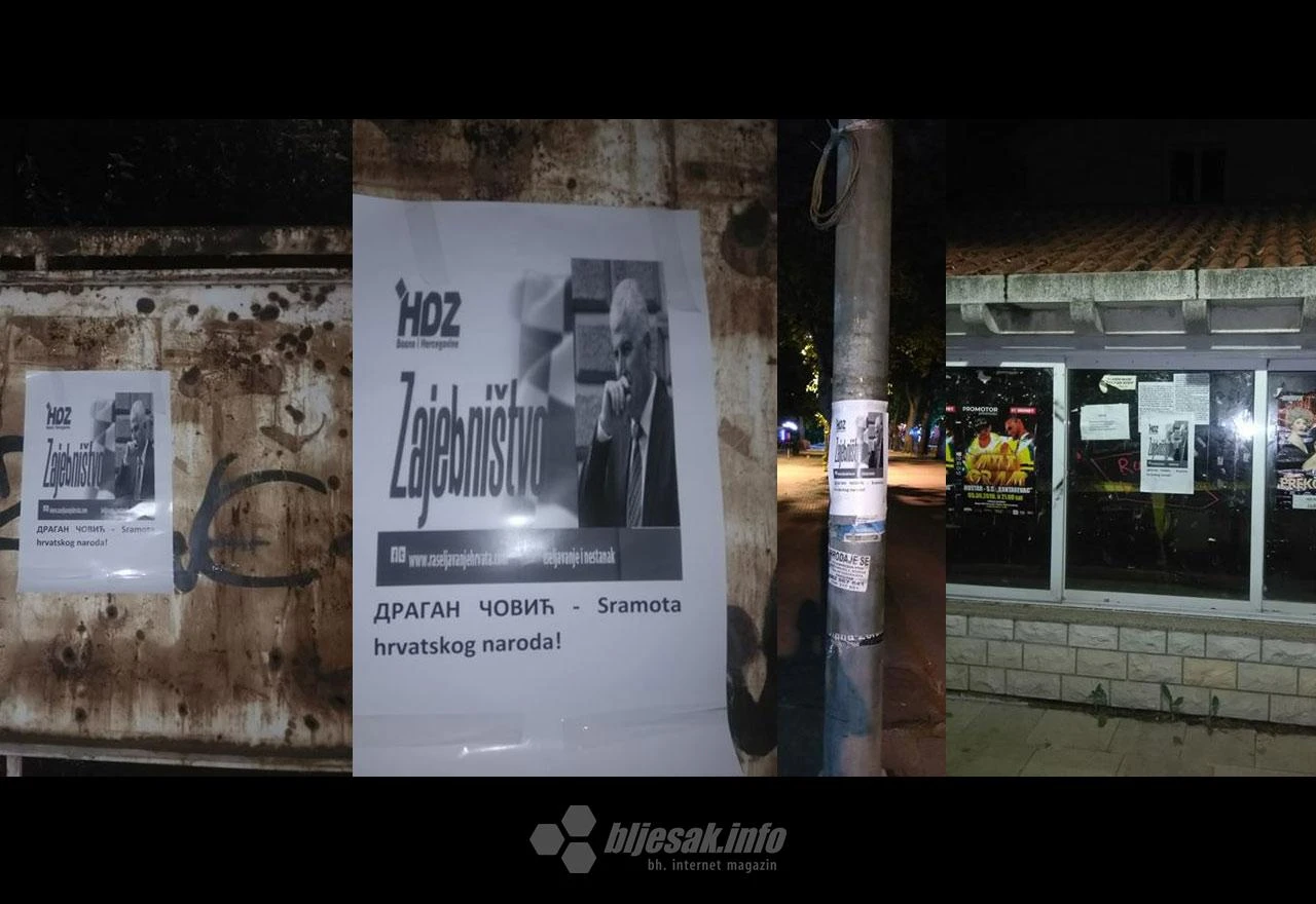 Mostar oblijepljen plakatima: Čović sramota naroda