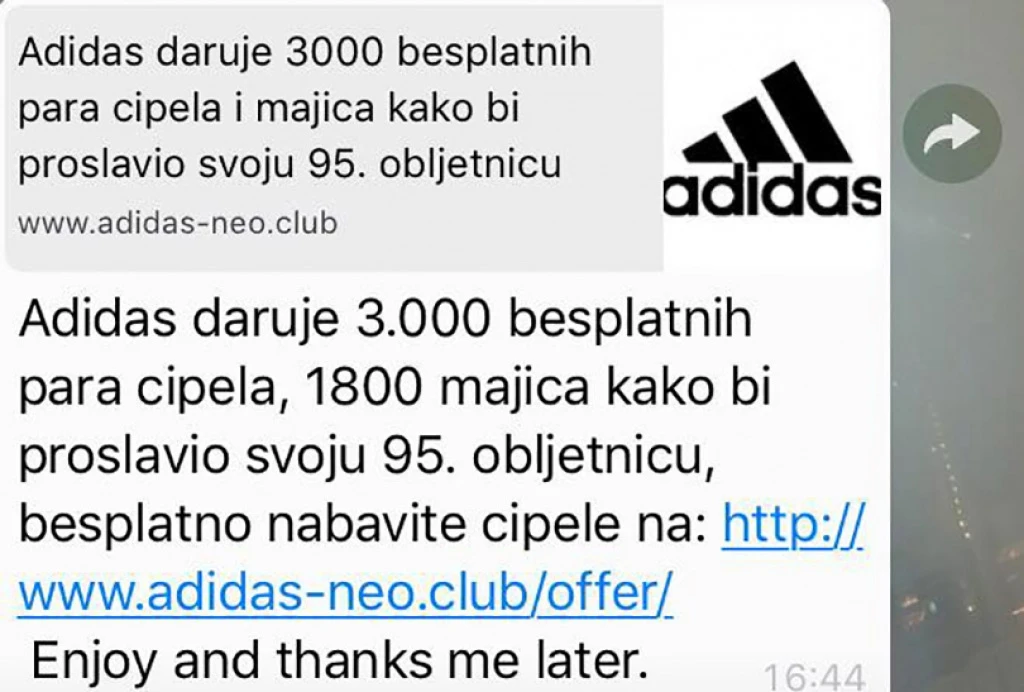 Oprez: Ne nasjedajte na reklamu za besplatne proizvode Adidasa