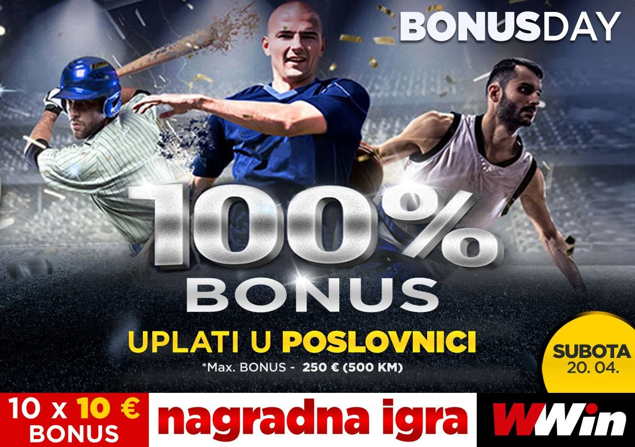 Bonus day u poslovnicama WWin - 100% bonusa na sve uplate danas