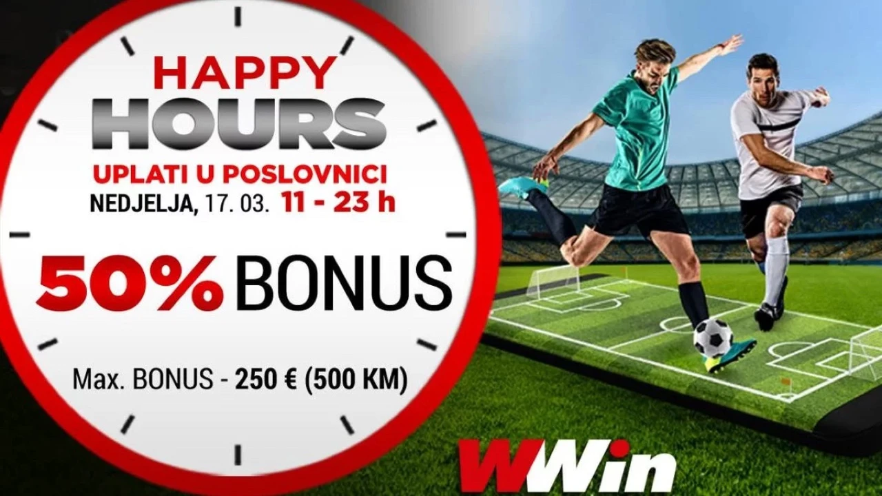 Happy Hours - 50% bonusa na sve uplate danas