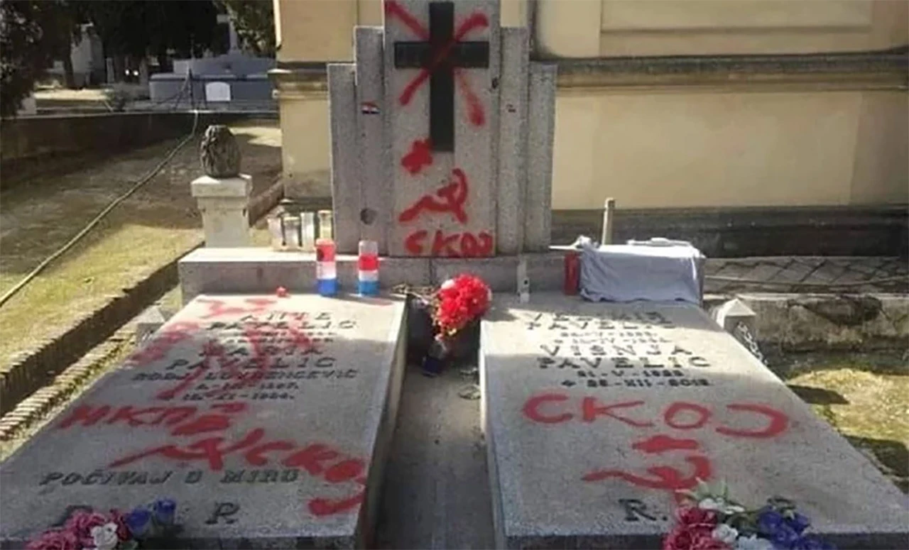 Komunističkim simbolima išaran grob Ante Pavelića