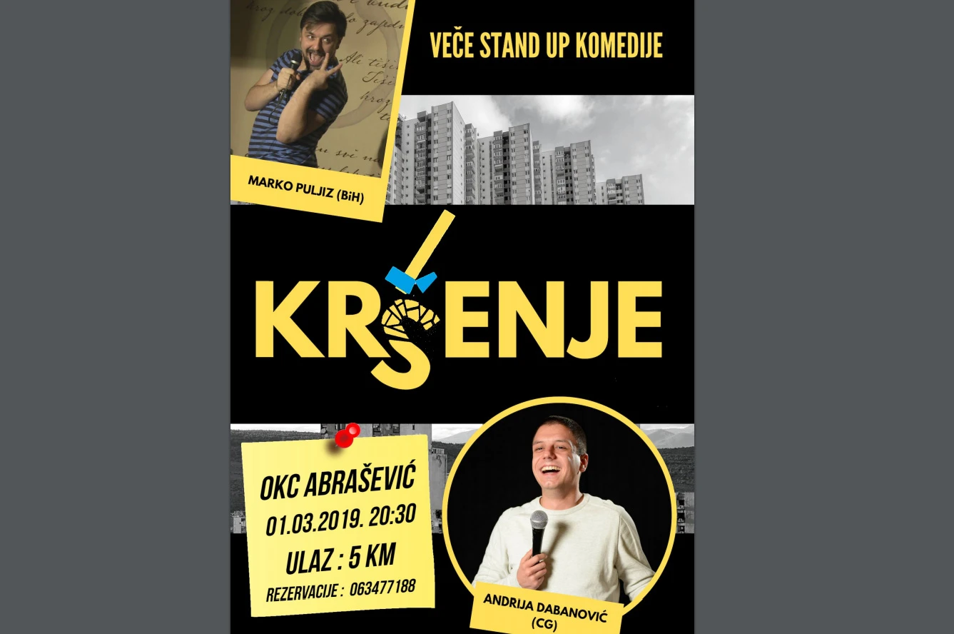 Večer Stand Up komedije Kršenje - Andrija Dabanović i Marko Puljiz