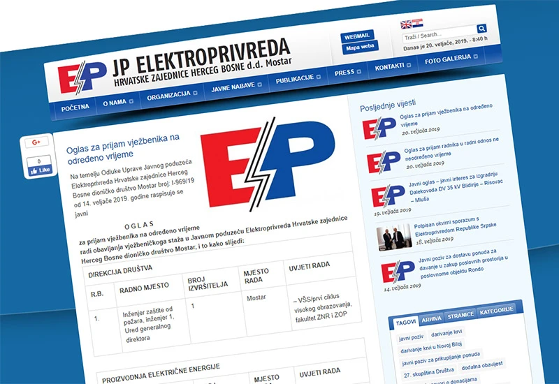 Prilika za posao u Elektroprivredi