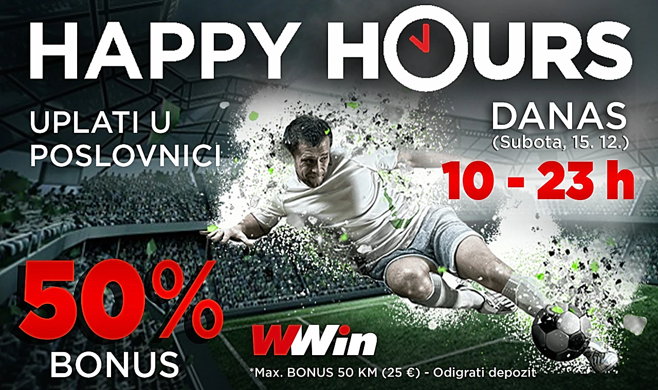 Wwin vas danas nagrađuje Happy hours bonusom