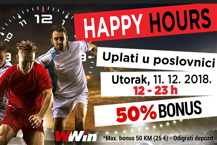 Wwin vas danas nagrađuje Happy Hours bonusom