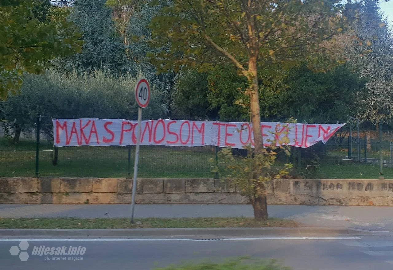 U Mostaru osvanuo transparent ''Maka s ponosom te očekujemo''