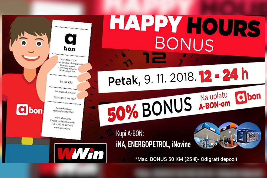 Wwin vas nagrađuje Happy hours bonusom