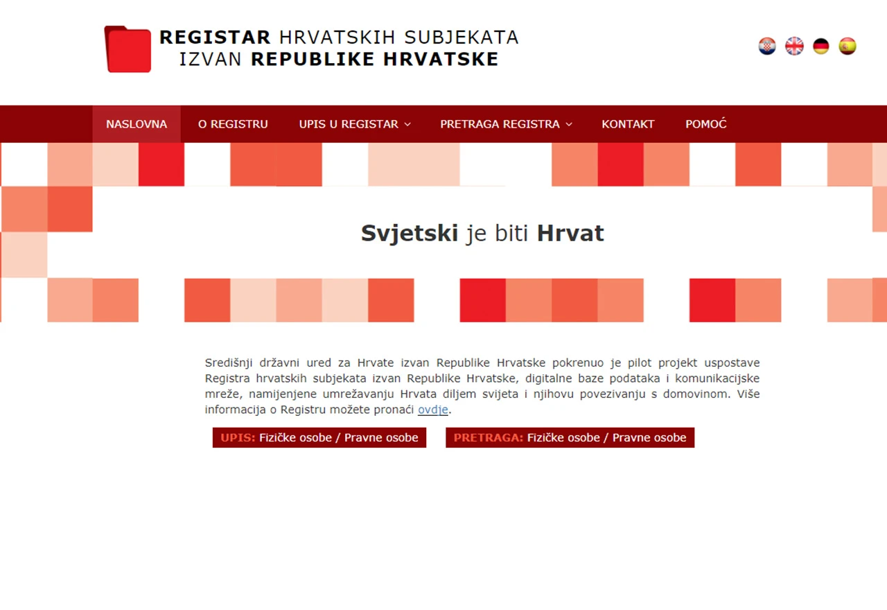 Registar hrvatskih subjekata izvan RH: Svjetski je biti Hrvat 
