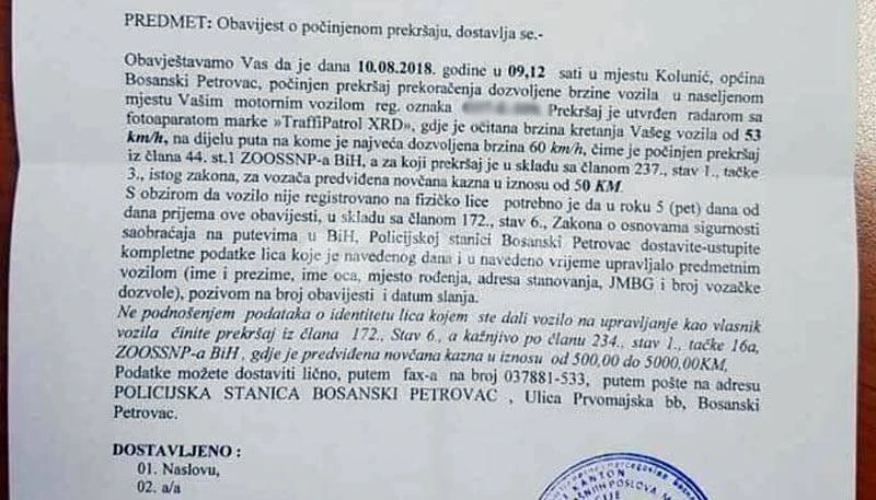 I to je BiH: Kaznili ga jer je vozio sporije