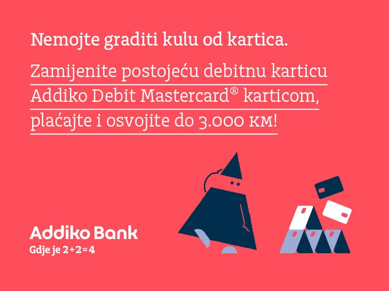 Plaćajte Addiko Mastercard debitnom karticom i osvojite do 3000 KM