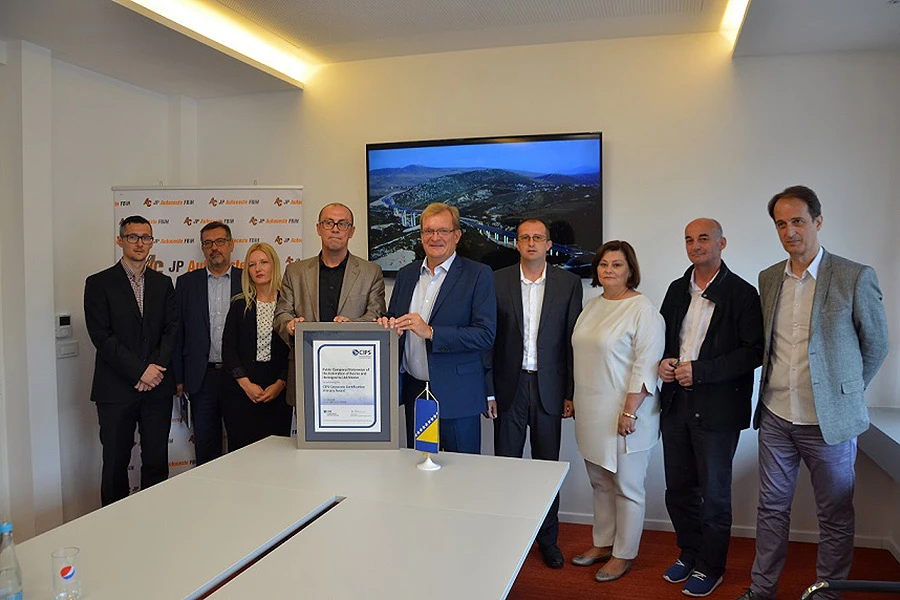 Prva tvrtka u BiH: Autoceste Federacije dobile certifikat CIPS