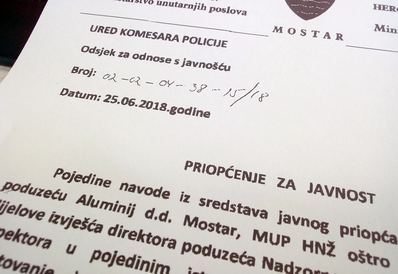 Policija se ograđuje od prisluškivanja u Aluminiju