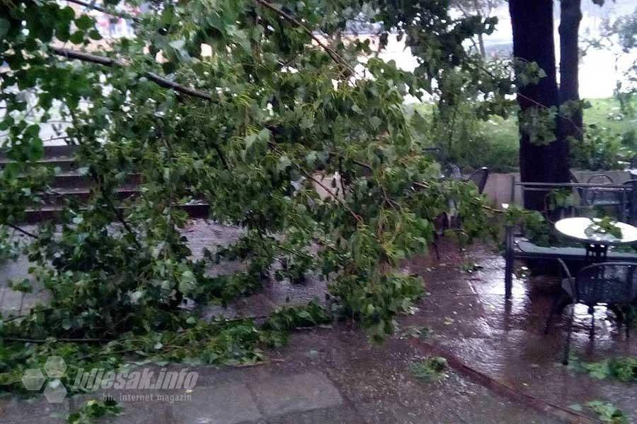 Mostar: Nevrijeme srušilo drvo u baštu kafića