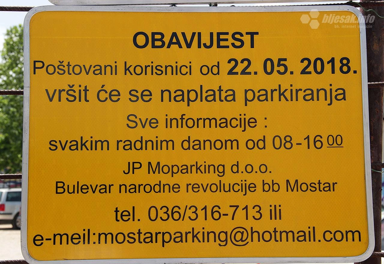 Potvrđeno: Od 22. svibnja kreće naplata parkinga iza HNK Mostar