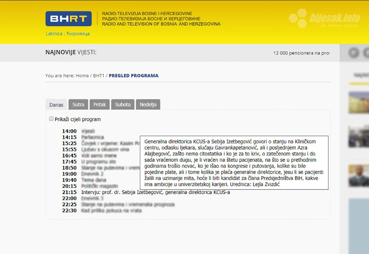 BiH je najbolja, osim kad se zabrani Sebijin intervju