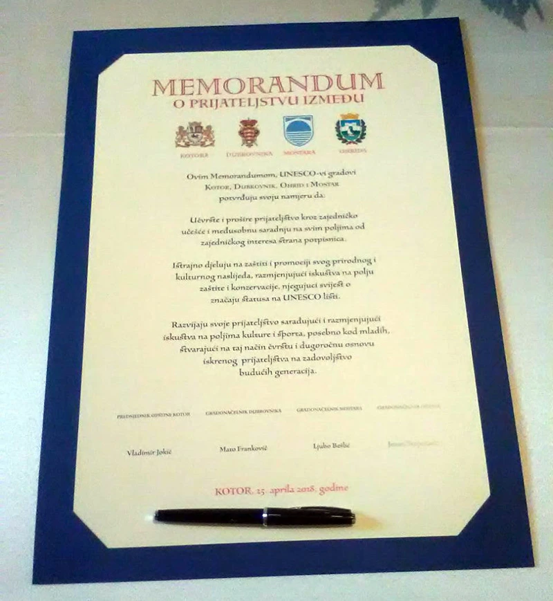 Mostar se sprijateljio s Dubrovnikom, Ohridom i Kotorom