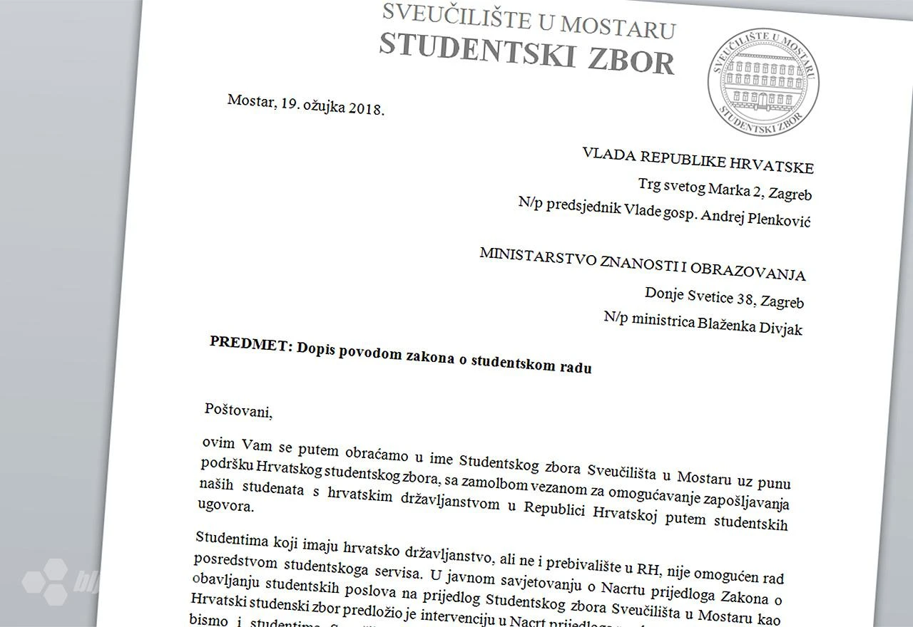 Mostarski studenti pisali Vladi Hrvatske