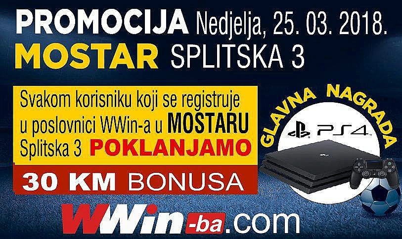 Promocija WWin u Mostaru:  30 KM bonus + PS4