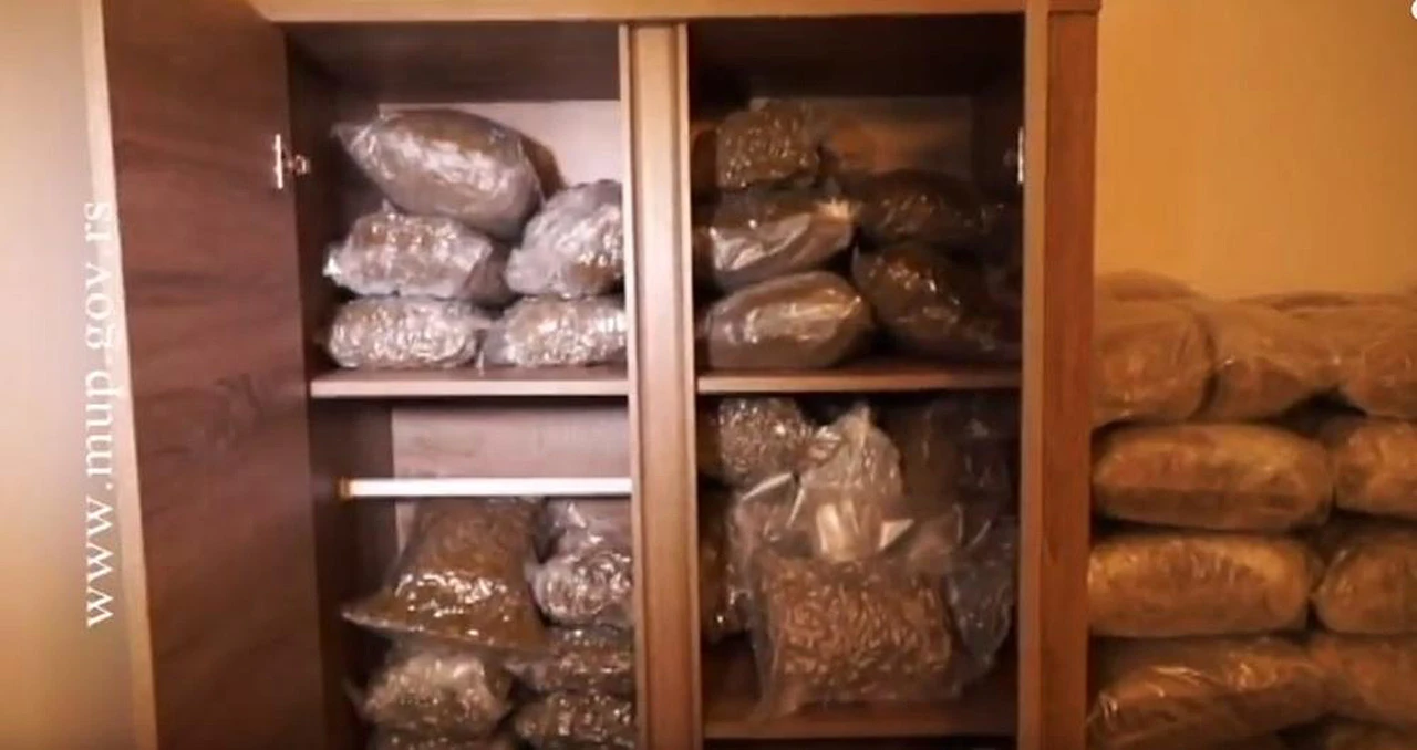 Policija u ormaru našla 120 kg marihuane, zaplijenjene tablete, novac, oružje ...