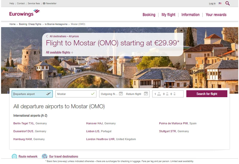 Od svibnja iz Mostara letovi za Palma de Mallorcu, London, Lisabon...