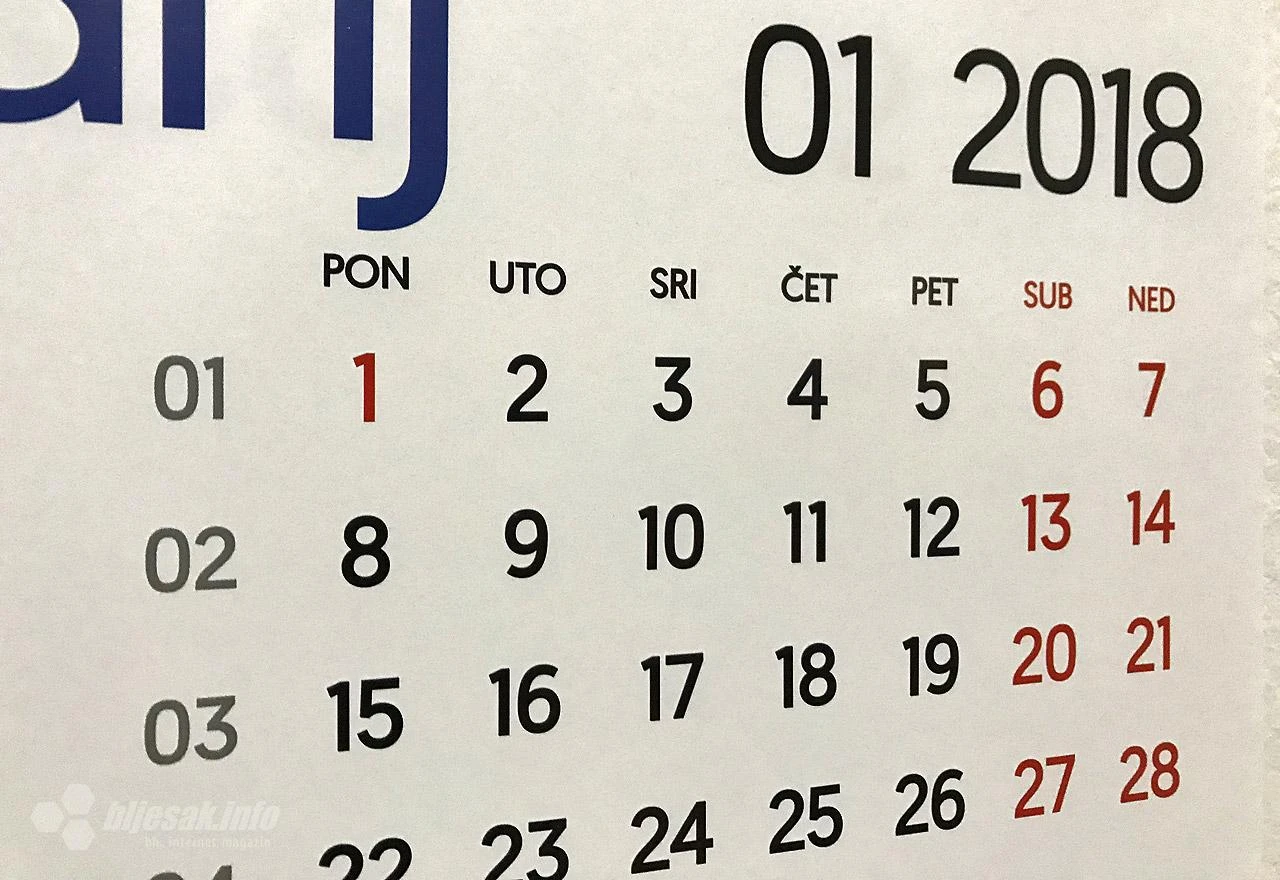 Neradni dani u FBiH 1. i 2. siječnja