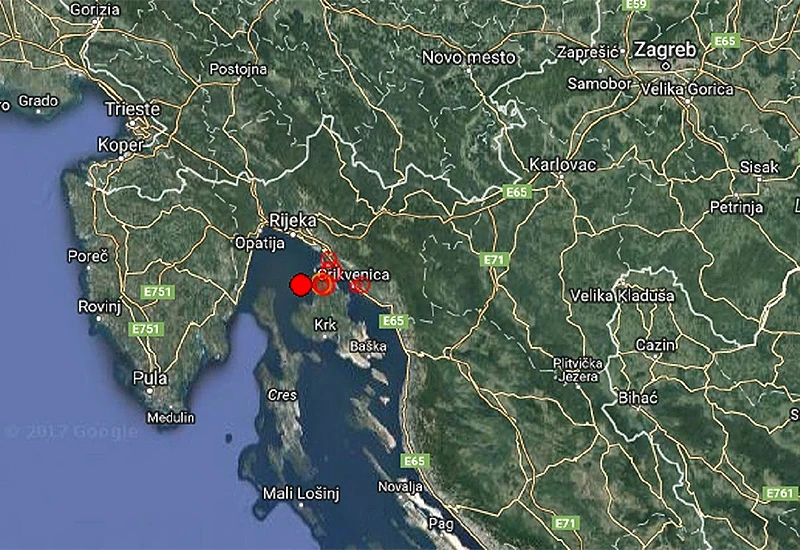 Tri potresa kod Rijeke