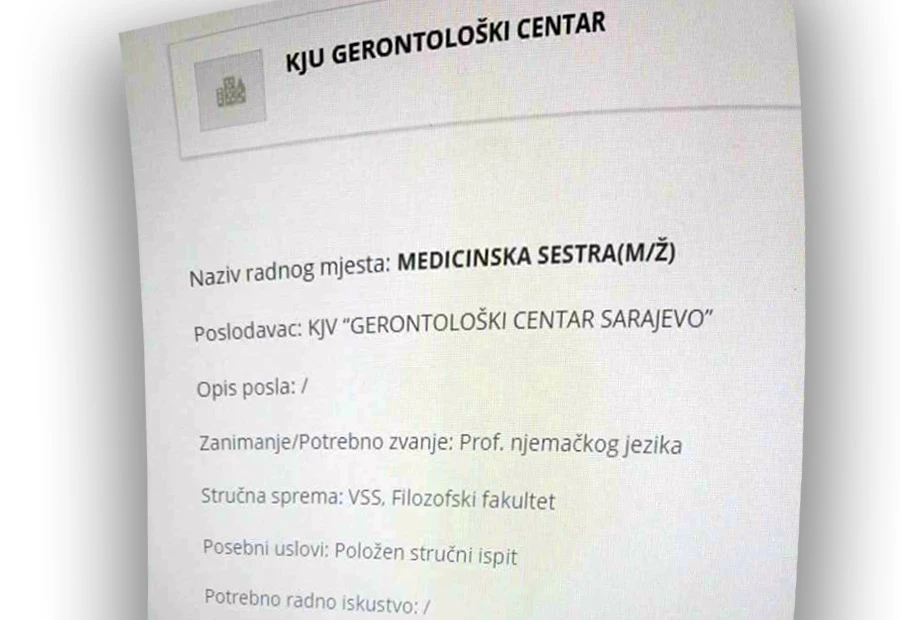 I to je BiH: Čudan oglas za medicinsku sestru