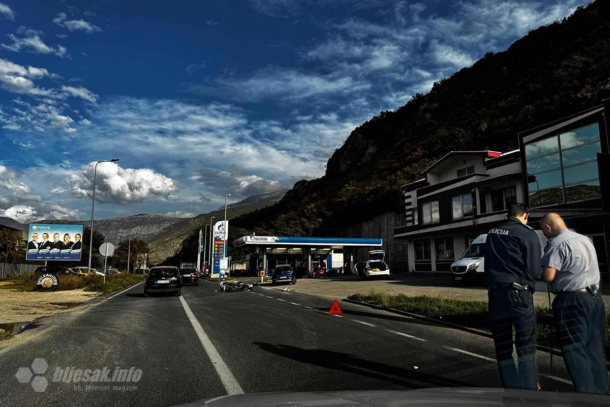 Sudar motocikla i automobila na izlazu iz Mostara
