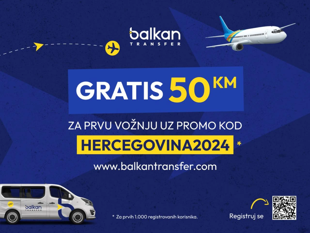 Preuzmite poklon bon od 50KM za transfer sa Aerodroma Sarajevo do kućnog praga u Hercegovini