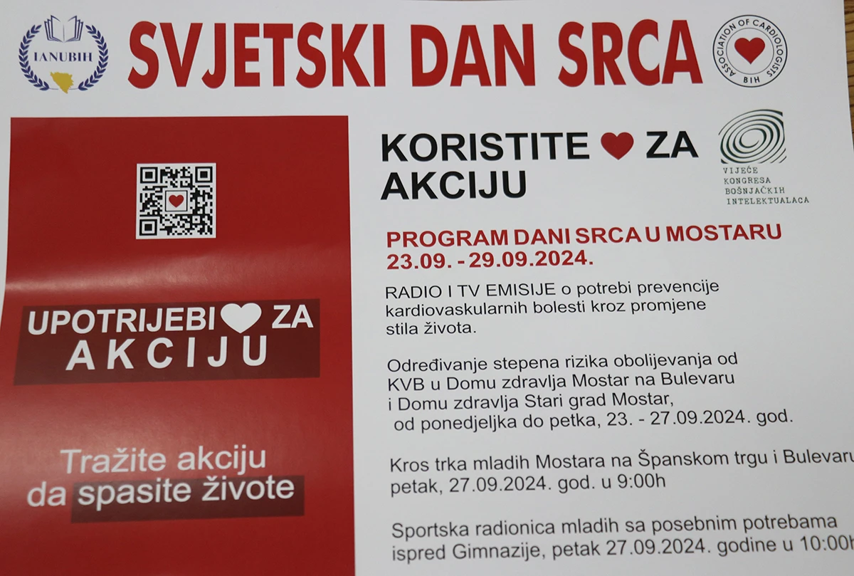 Dani srca u Mostaru: Kardiovaskularne bolesti su ubojica broj jedan u svijetu i kod nas