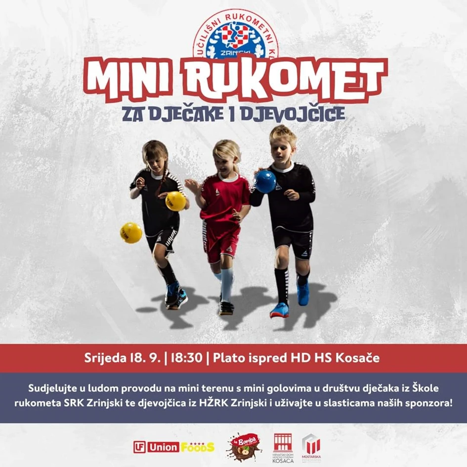 Poziv na Sportsko Druženje - Demonstracija mini rukometa za mališane ispred Kosače 