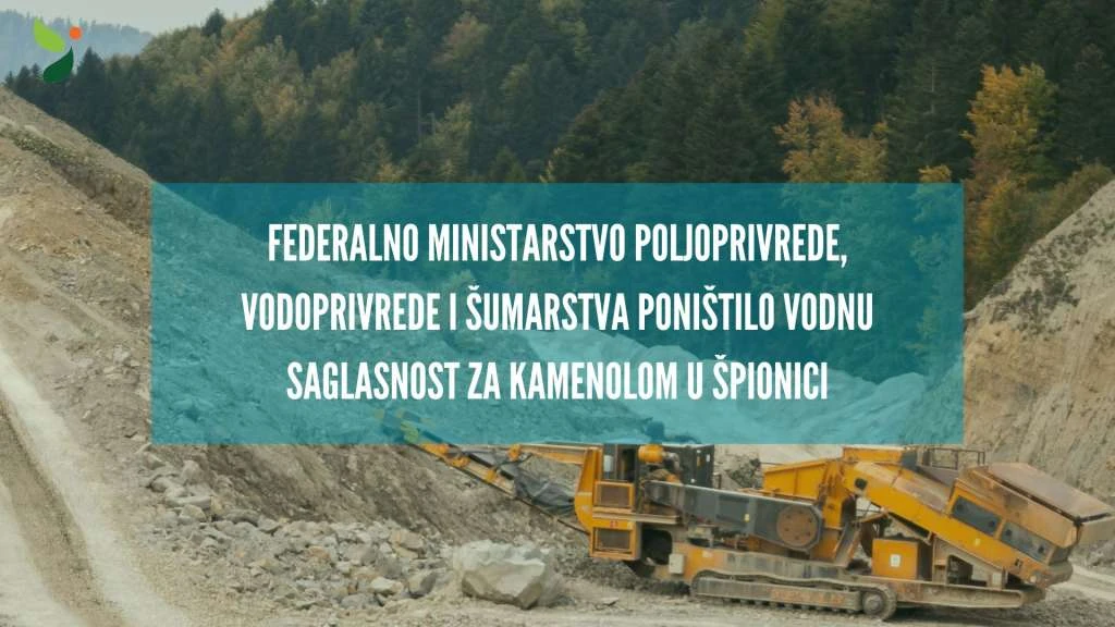 Poništena vodna suglasnost za projekat izgradnje kamenoloma u Špionici