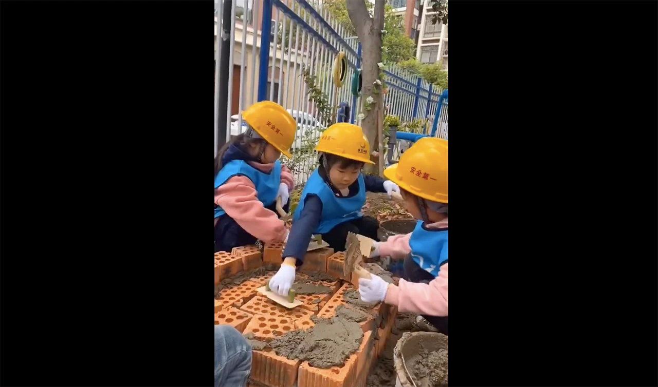 VIDEO Ovako izgleda odgoj djece u vrtićima u Kini: ''Miješam malter, motam žicu...''