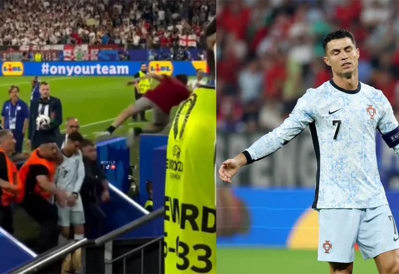 Poput kaskadera: Navijač skočio pred šokiranog Ronalda