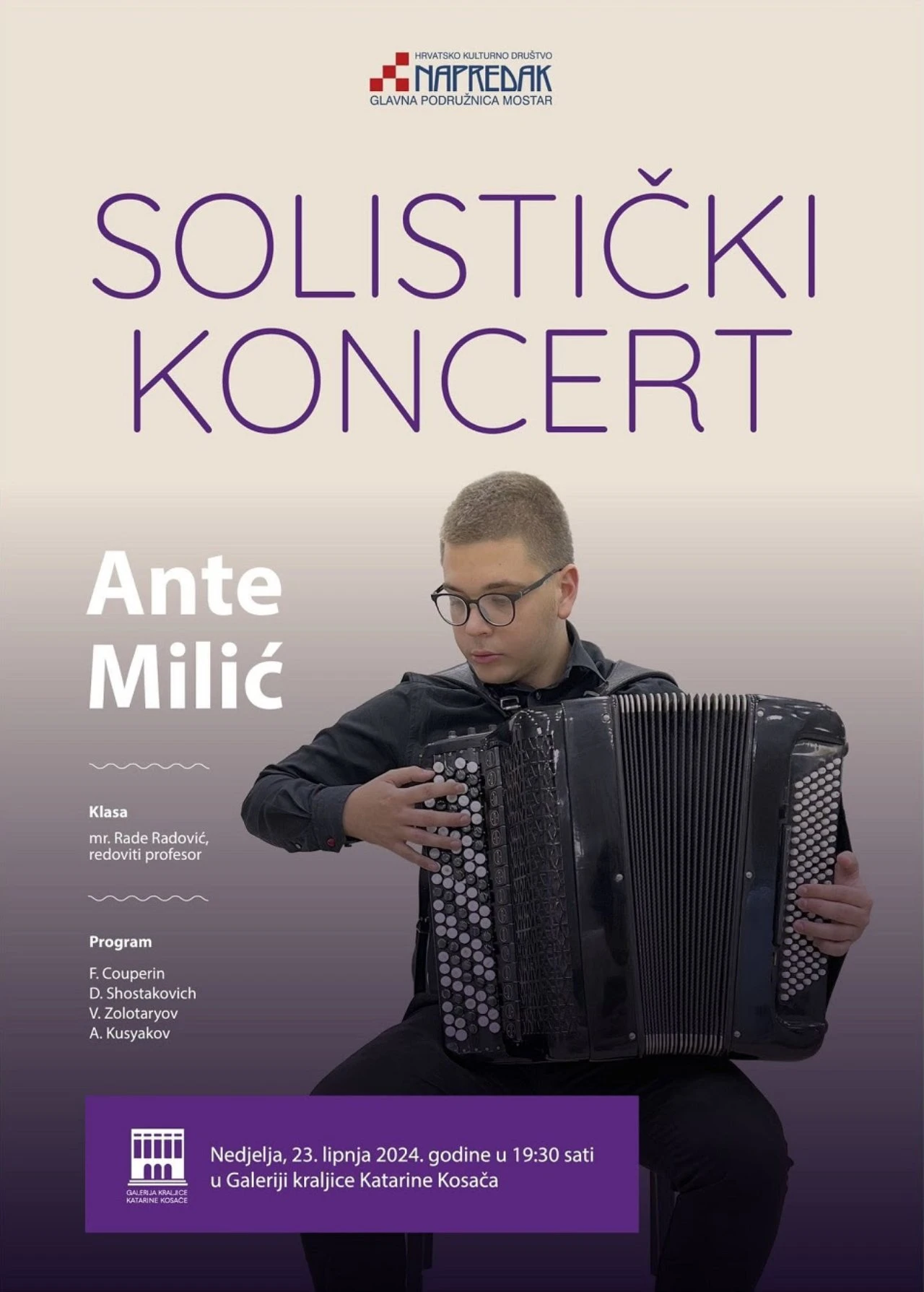 Za sve ljubitelje zvuka harmonike: Solistički koncert Ante Milića