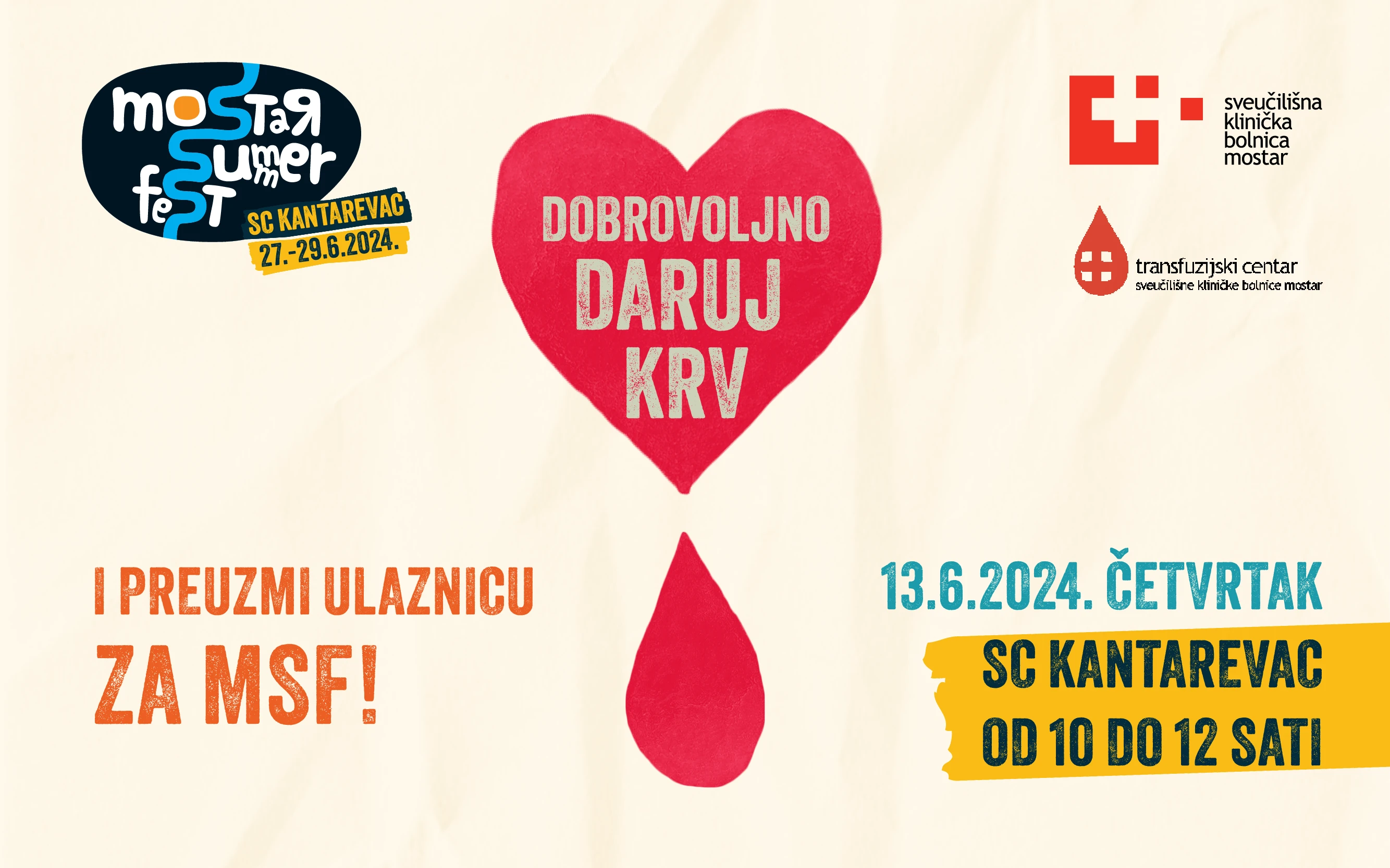 Daruj krv i preuzmi ulaznicu za Mostar Summer Fest!