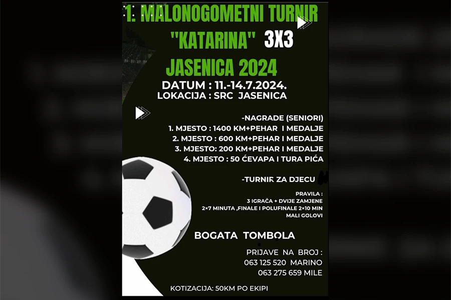 Najava prvog malonogometnog turnira ''Katarina 3x3 Jasenica 2024''