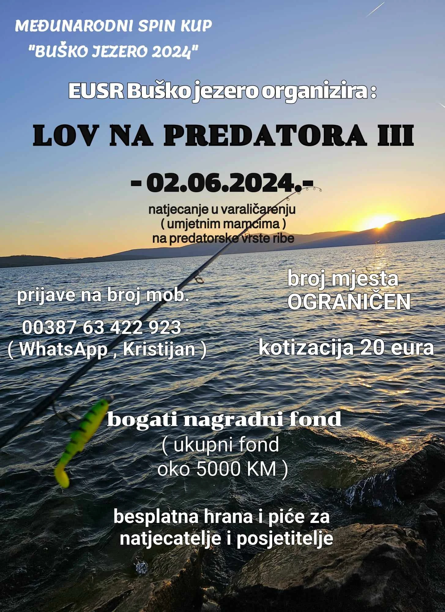 Otvorene prijave za  međunarodni spin kup ''Buško jezero 2024'