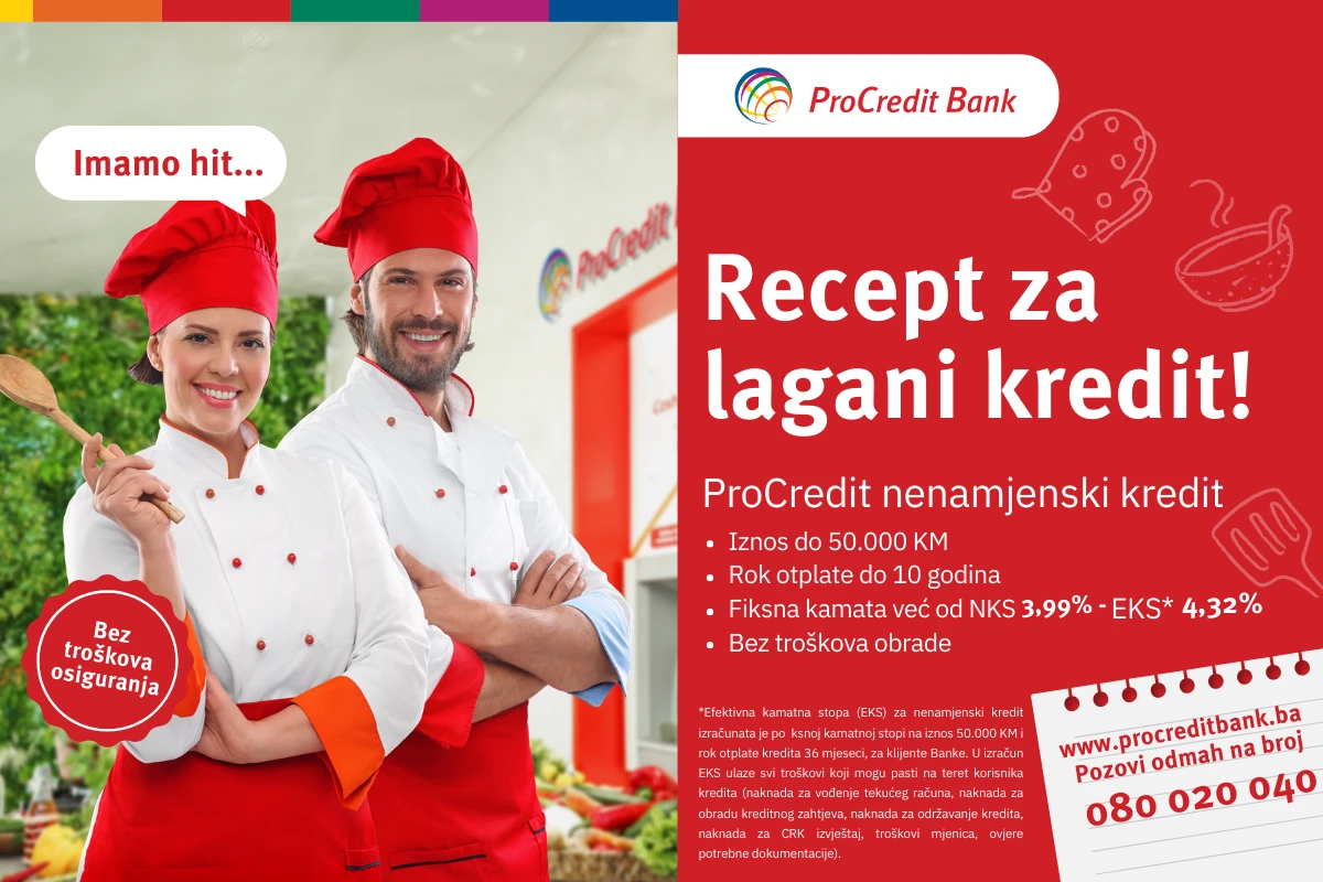 Odlično pripremljeno, posluženo bez suvišnih priloga: Nenamjenski krediti ProCredit Bank