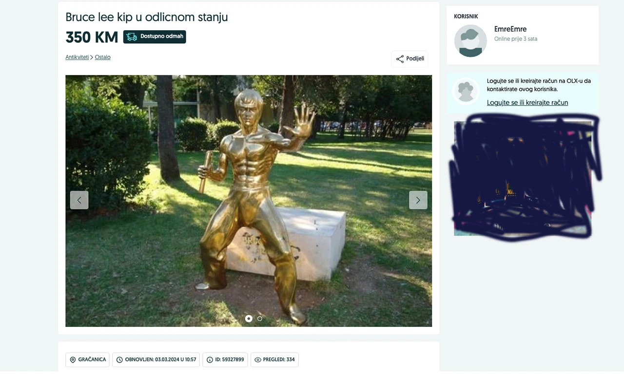 Bruce Lee 'osvanuo' u poznatom bh. oglasniku – U odličnom stanju